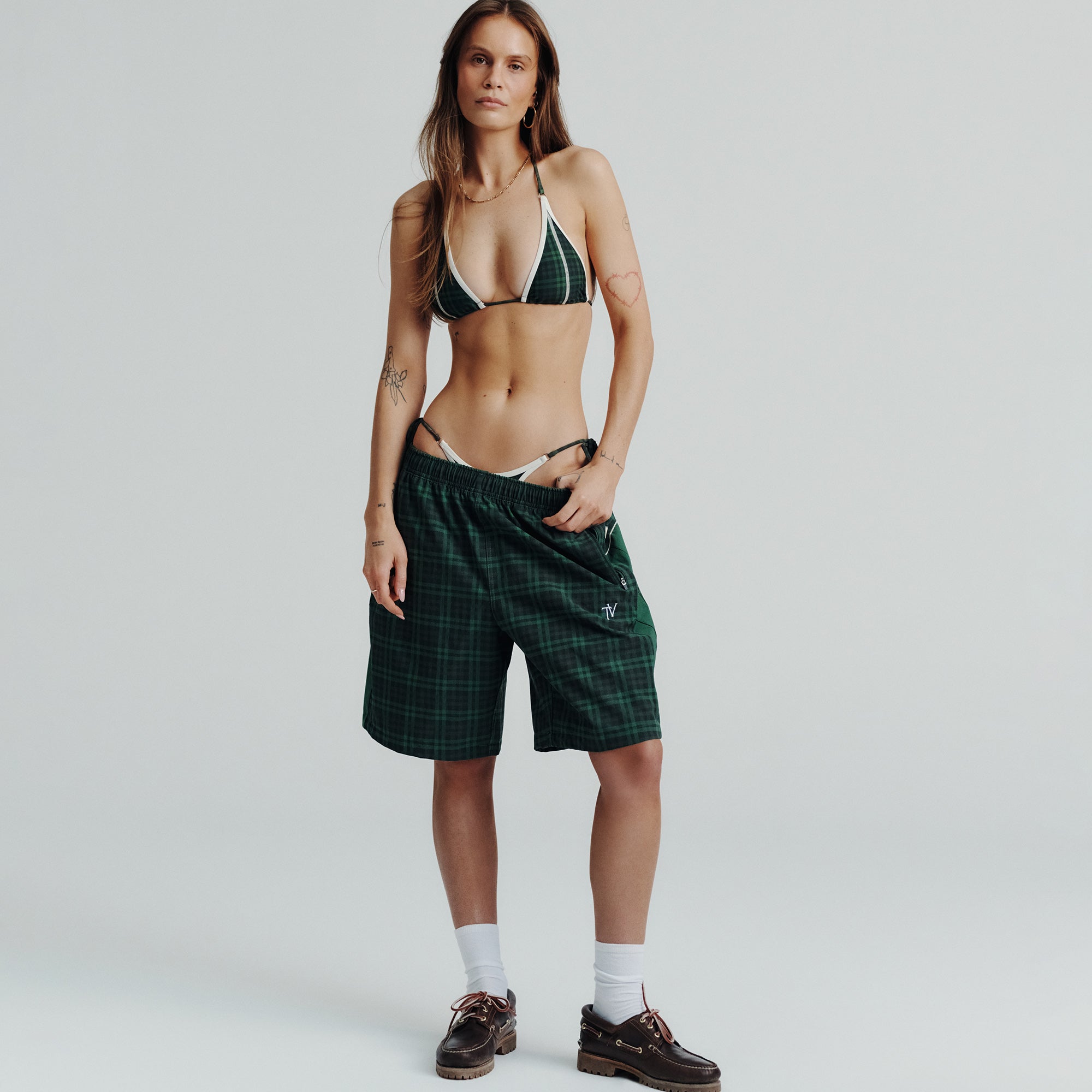 SIGNATURE CHECK SWIM TOP